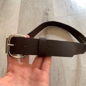 Custom Leather Mens Brown Genuine Leather Belt Silver Buckle Made in Canada 42